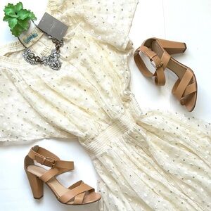 Anthropologie Leifnotes Polka Dot Dress White Ivory Sequin Flutter Sleeve 4 NWT